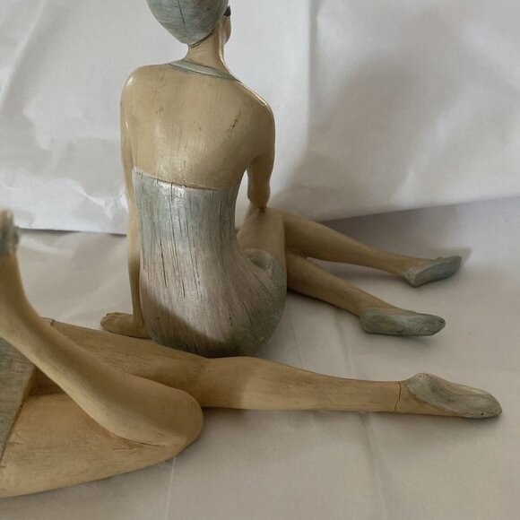 Vintage 20s Flapper Bathing Beauties BLUE SWIM SUIT & CAP LIGHT BLUE Shoes-​ - Picture 8 of 10